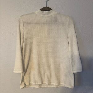 White Textured Flared Sleeve Top